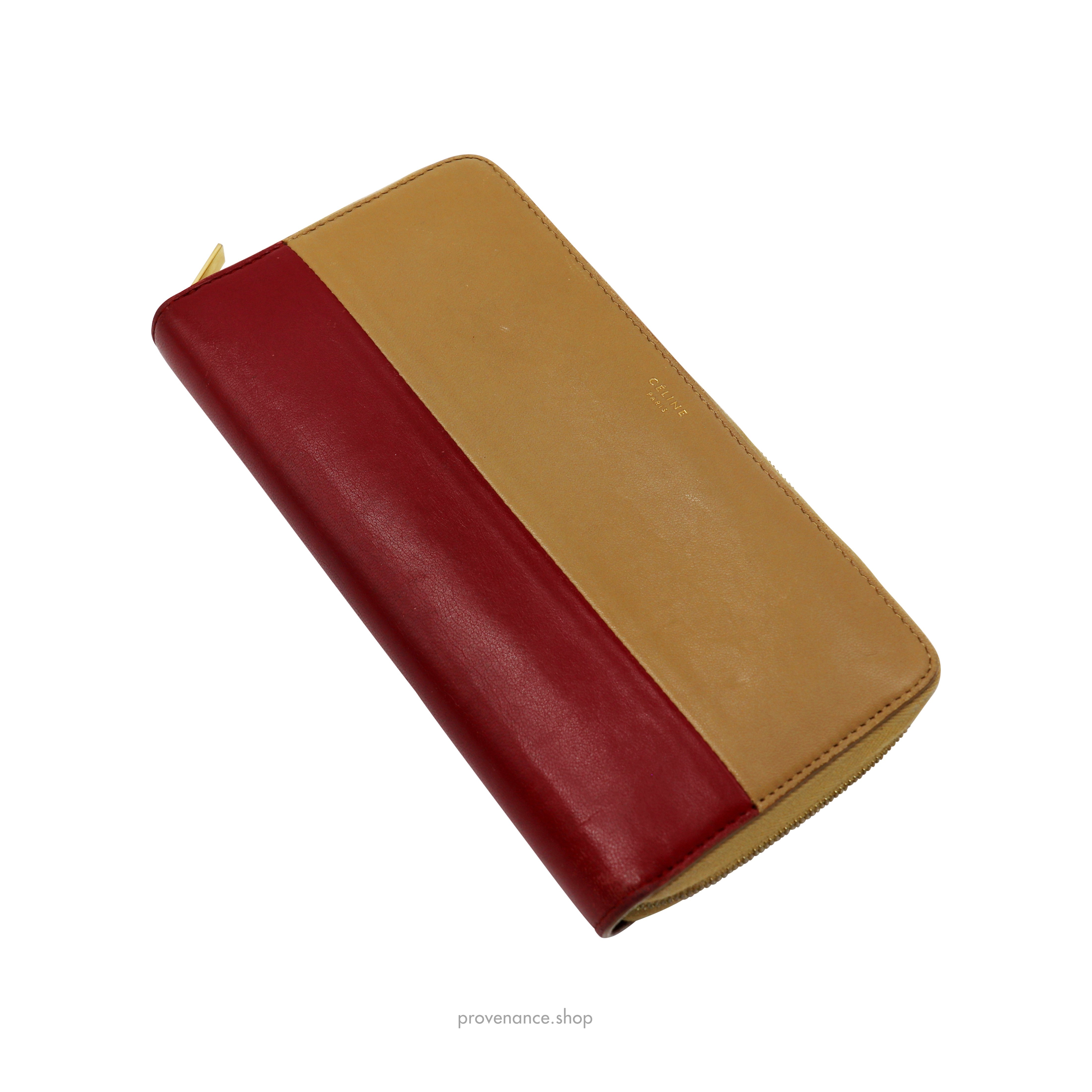 Celine Multifunction Zip Wallet - Tan/Red - 4