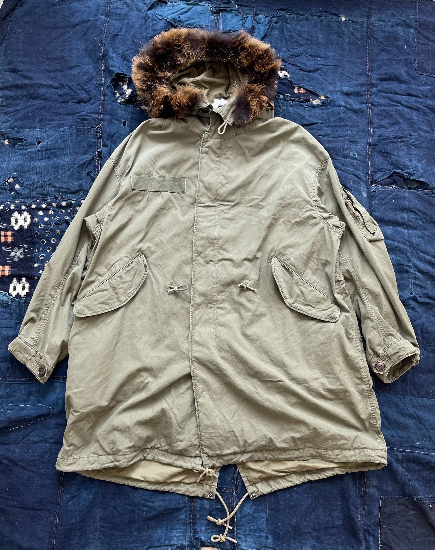 Visvim 24AW five fishtail parka wolf fur coat m65 green - 3