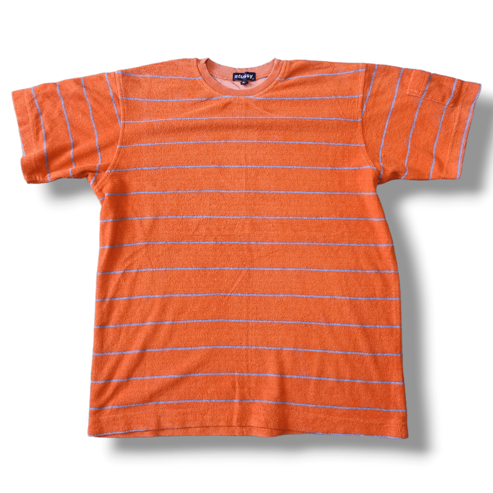 Vintage Stussy Rare Orange Stripes Arm Pocket TShirt - 14