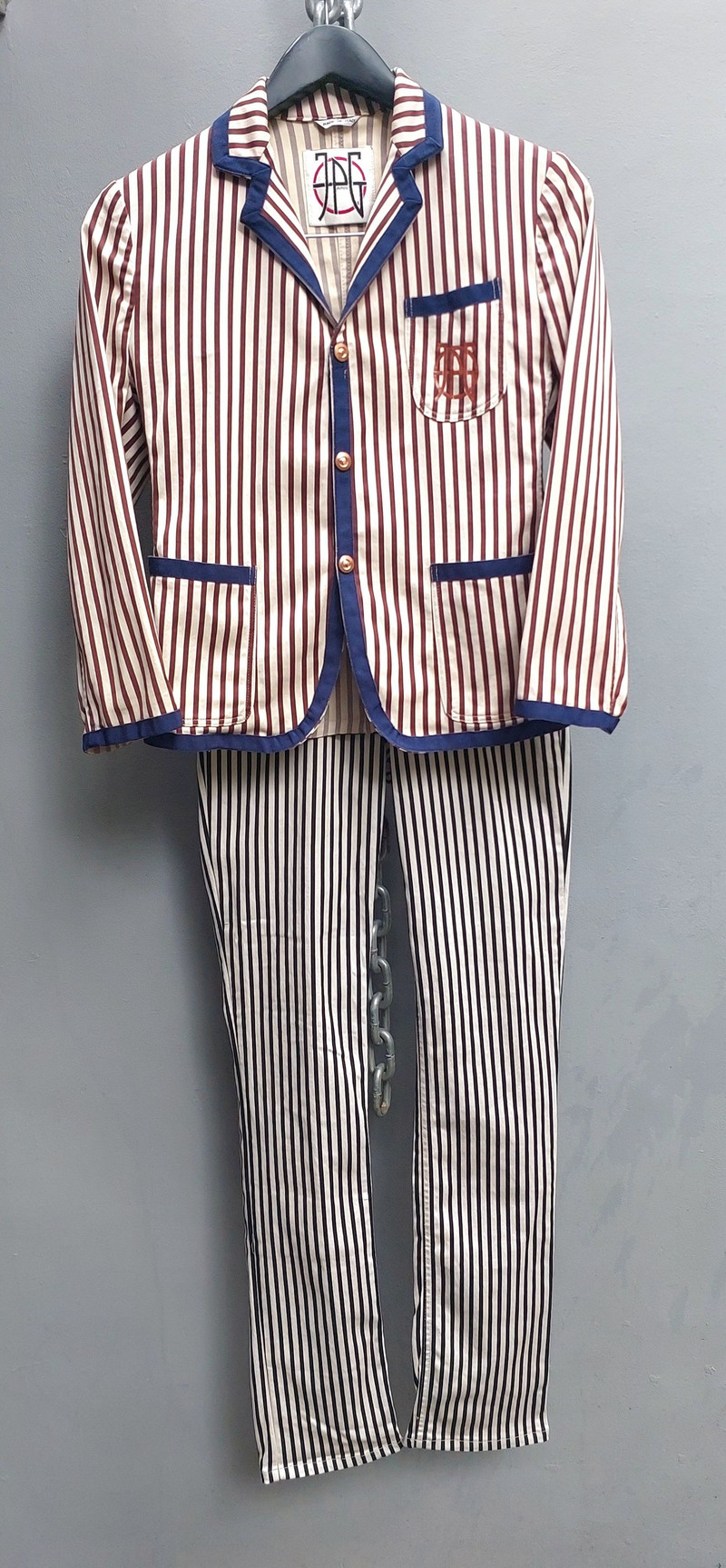 Jean Paul Gaultier Striped Unlined Blazer and Pant Set - 1