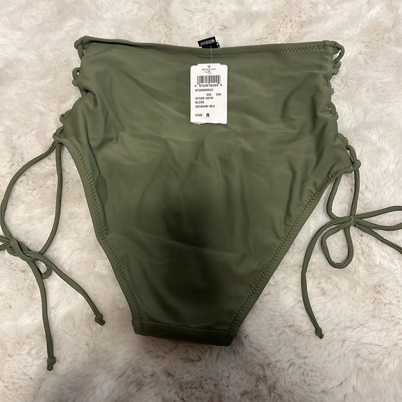 Windsor Olive Side Action High Waisted Lace Up Swim Bottoms - 6