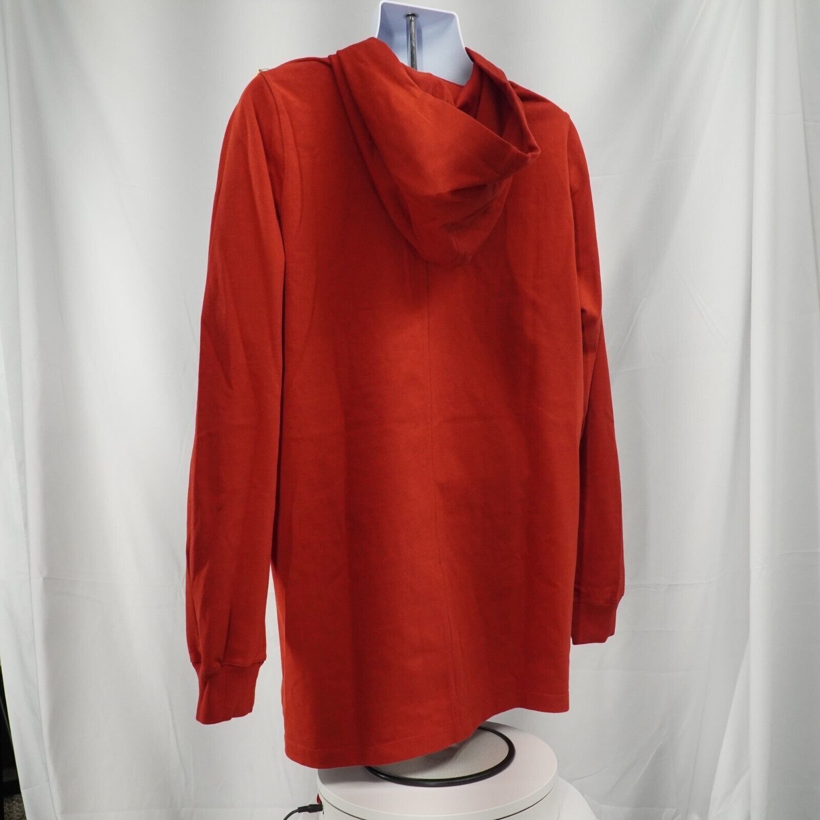 Knit Hoodie Sweater Longline Cardinal Red Natural D Rings - 10