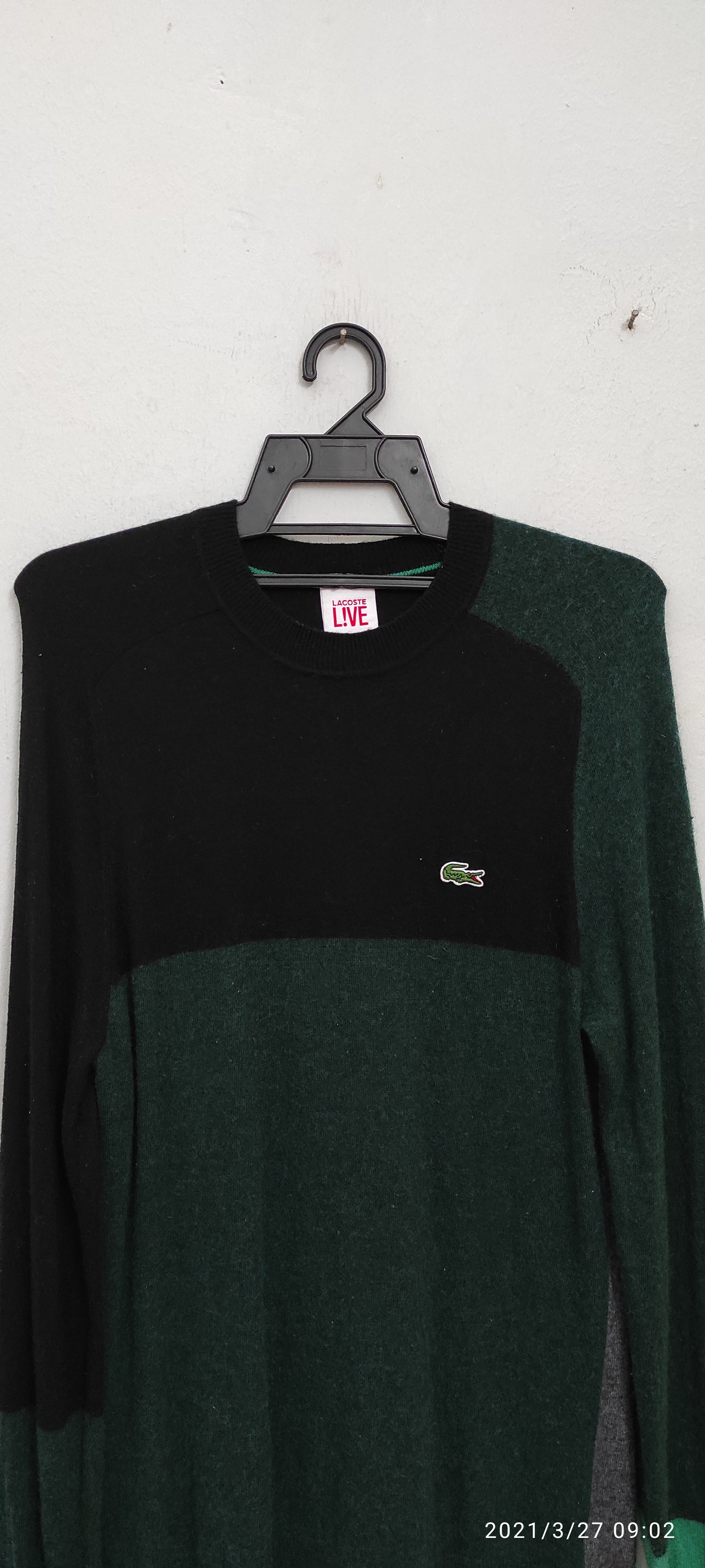 Authentic Lacoste L!ve knit raglan side split color block sweater - 6