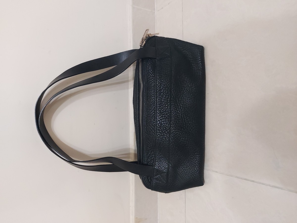 Grain Leather Duffle Travel Pouch Bag Handbag - 1