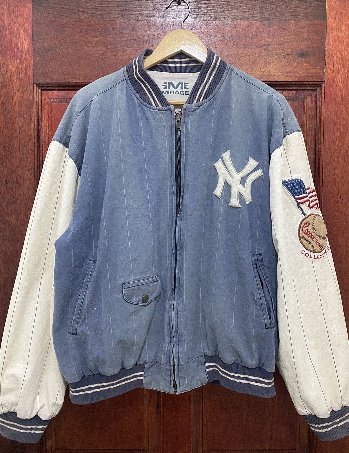 Vintage 90s Mirage NY Yankees Reversible Bomber Jacket - 1