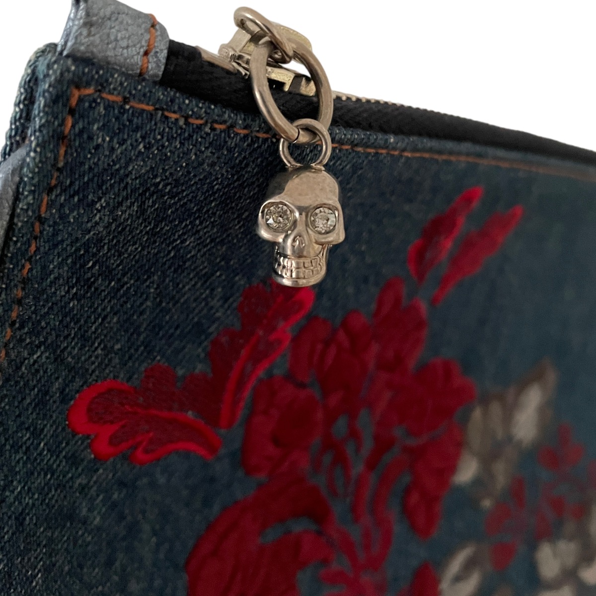 Alexander McQueen Floral Embroidered Denim Clutch - 3