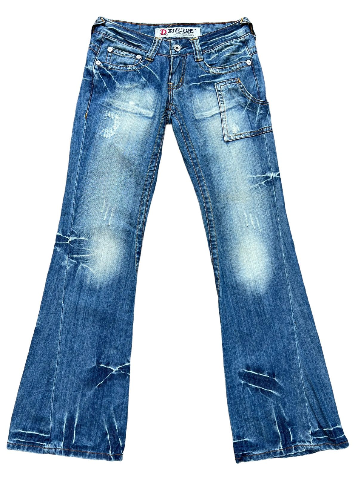 Hype - Drive Mud Wash Distressed Lowrise Denim Flare Jeans 28x32 - 2