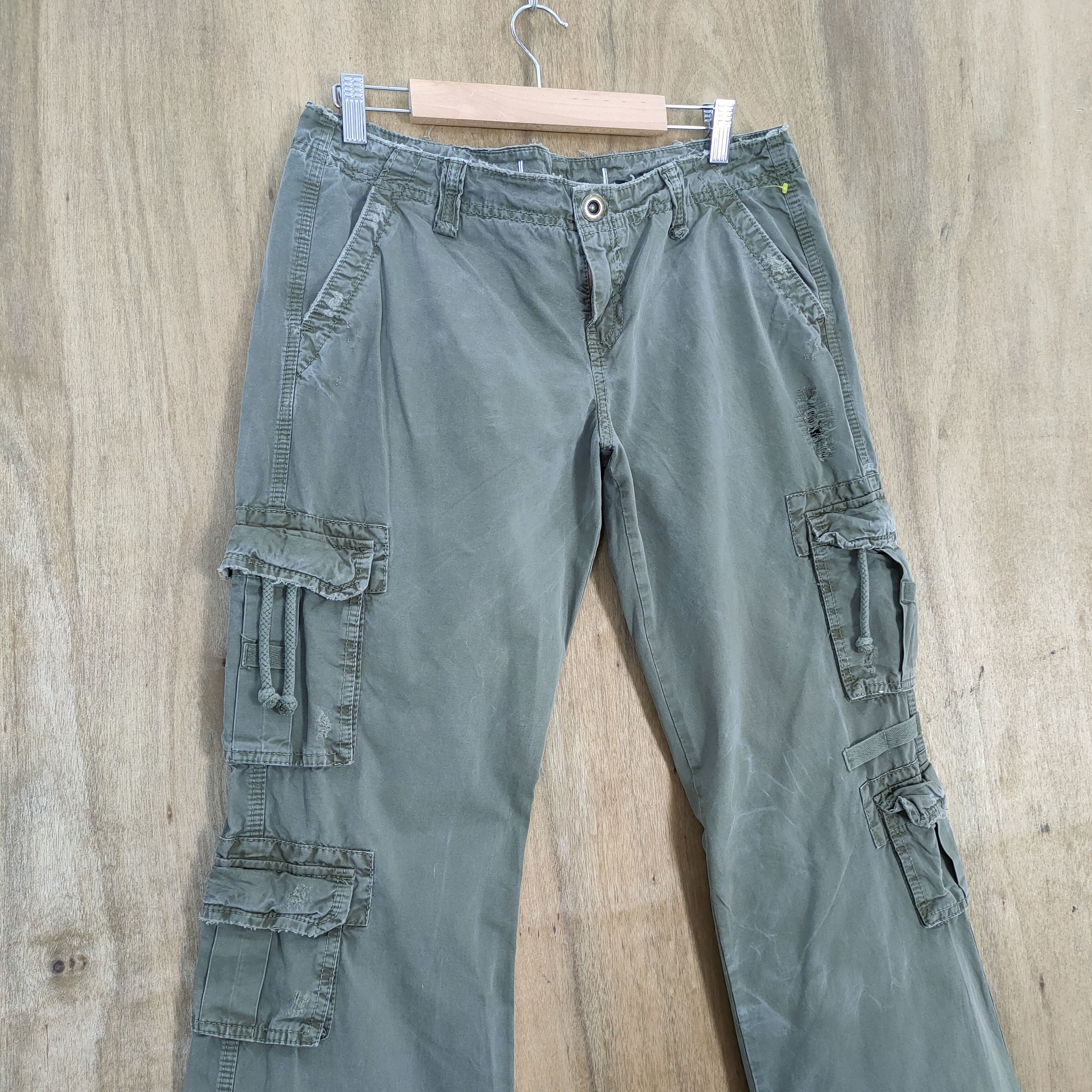 Japanese Brand - JAPANESE BRAND FADED LOWRISE FLARE CARGO PANTS MULTIPOCKET - 2