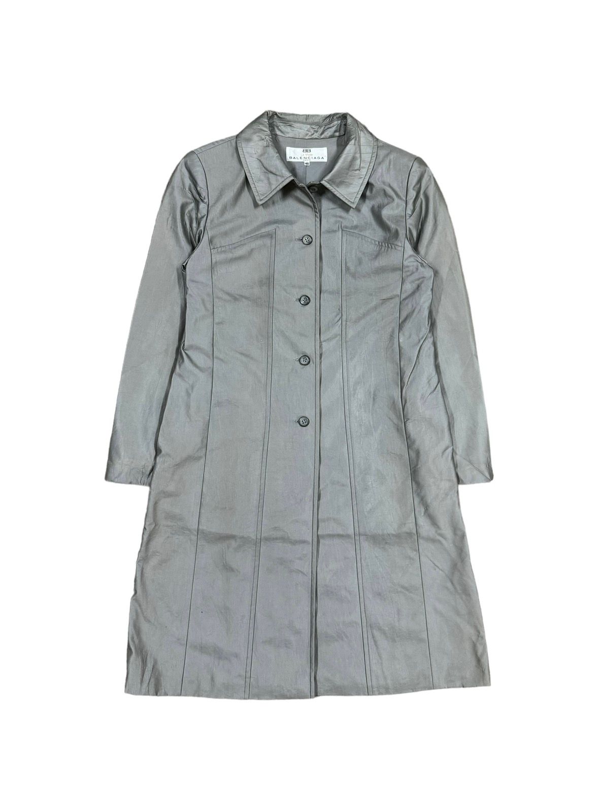 Vtg🔥Balenciaga La Mode Buttoned Long Jacket Metallic Grey - 1