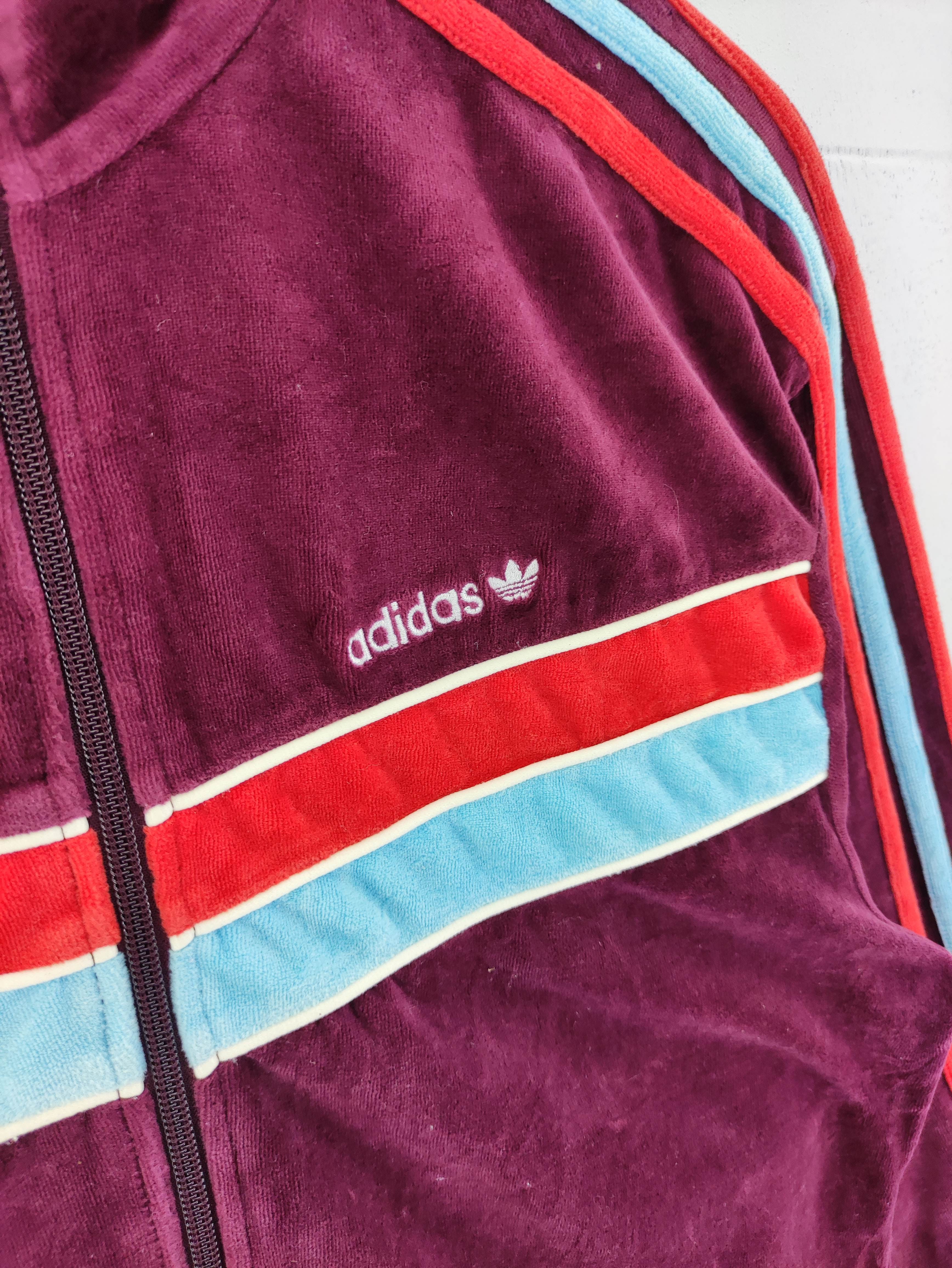 Adidas Velvet Sweater Zipper 3 Striped On Sleeve - 2