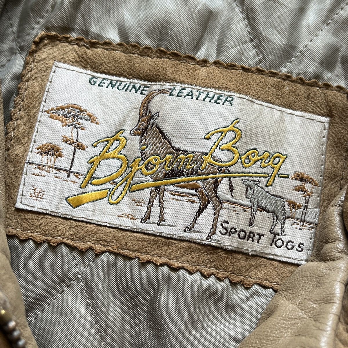 Bjorn Borg Rare Genuine Leather Ripped Jacket Vintage 80s - 5