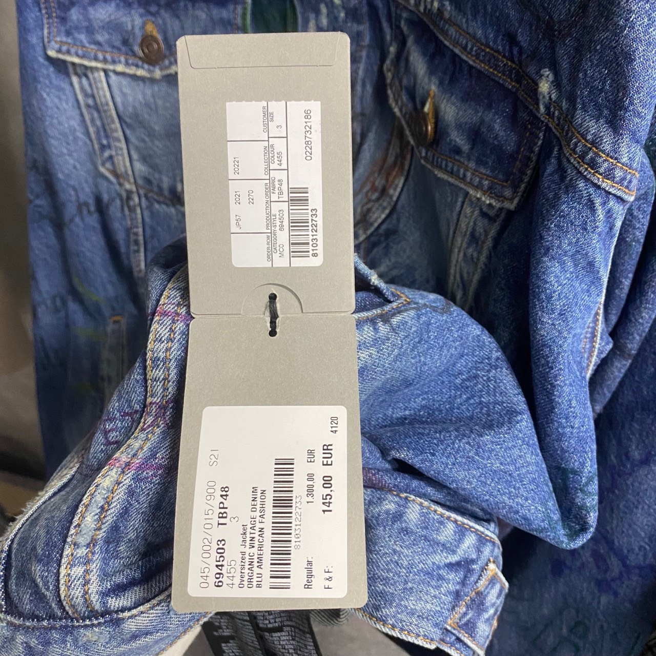 Balenciaga blue graffiti logo denim jacket - 7