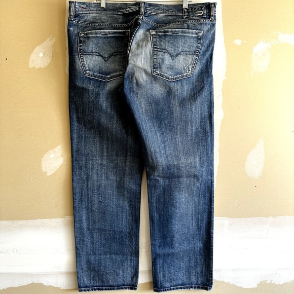 Diesel Kuratt Straight Leg Jeans Medium Wash Snap Button Fly 100% Cotton 40x34 - 8