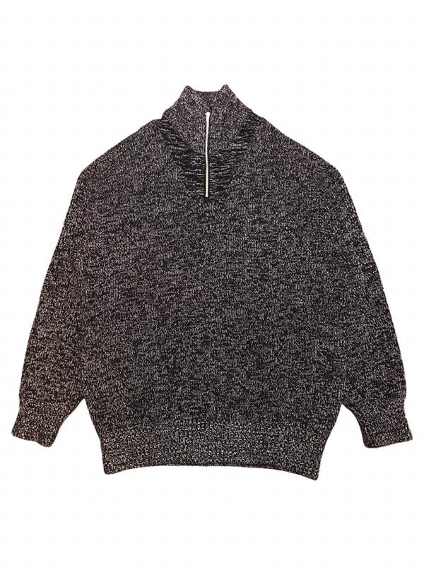 Contrast-knit zip-up turtleneck sweater - 1