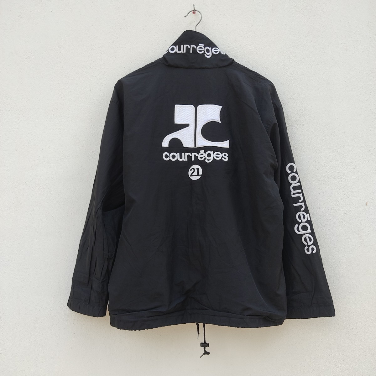 Andre Courreges - Vintage Courreges Homme Big Logo Black Winbreaker Jacket - 2
