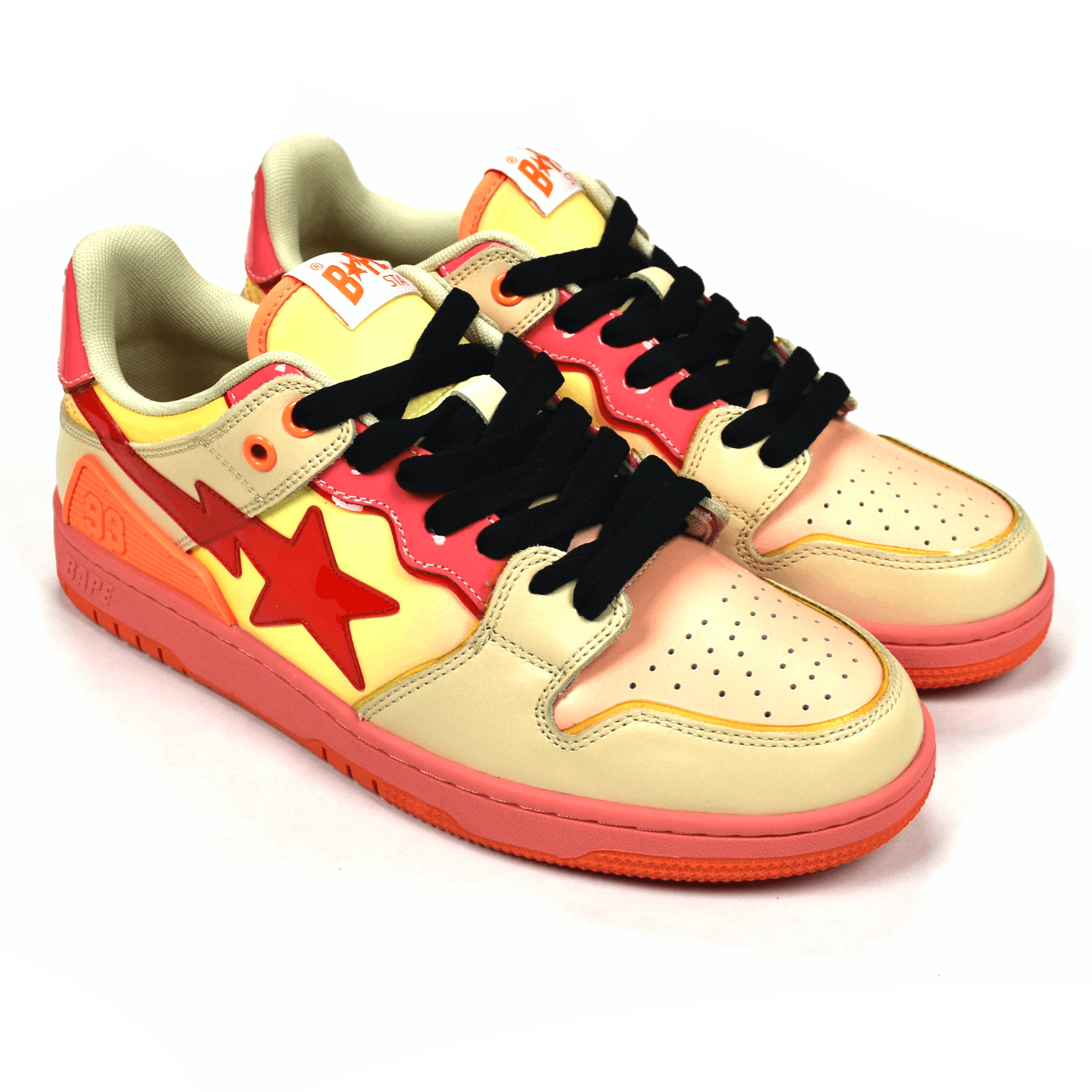 A Bathing Ape Bape Sk8 Sta Dunk Sneakers Pink Orange DS - 1