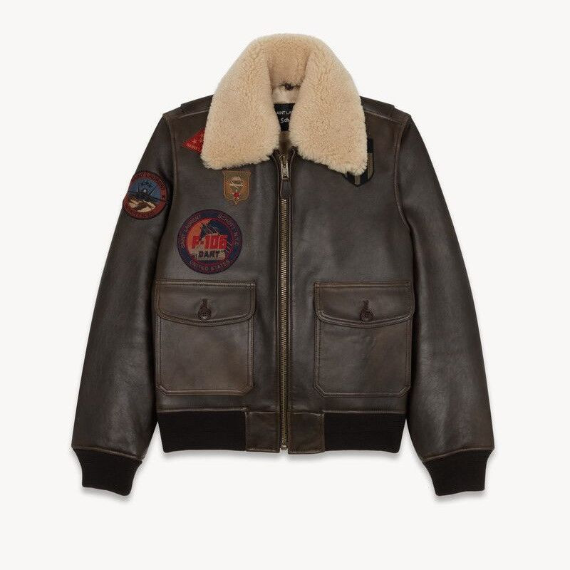 Saint Laurent X Schott Leather Aviator Jacket in Medium - 1