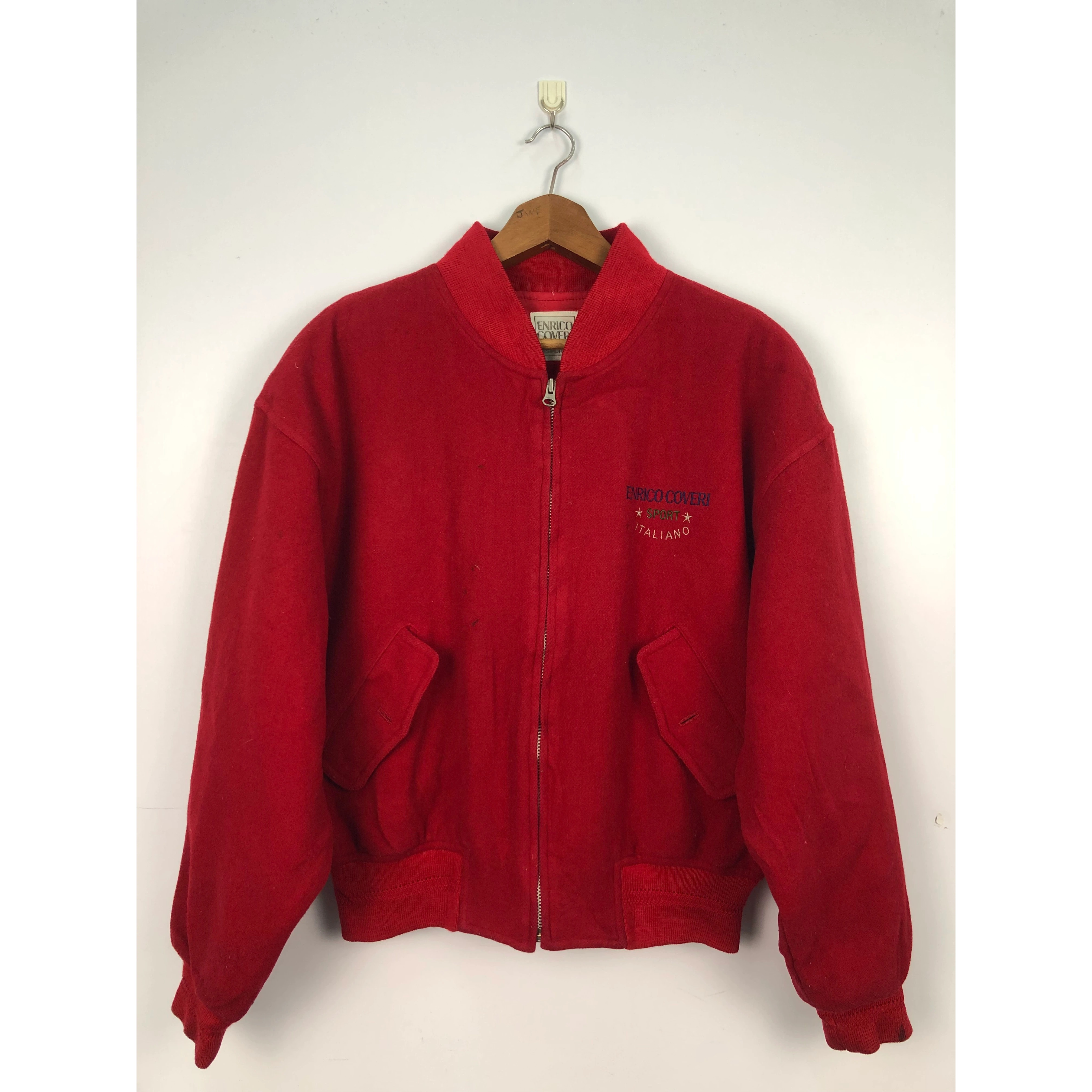 Vintage - Vintage Encico Coveri Bomber Wool Jacket Red - 2