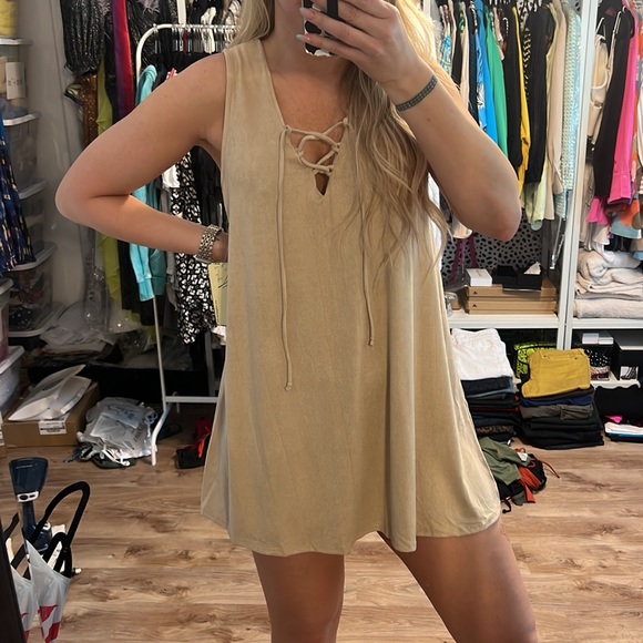 Vintage Havana Vegan Suede Lace-Up Dress - 10