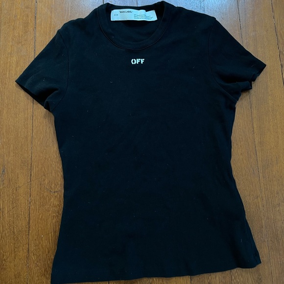 Off white Black Cotton Rib logo tee Virgil Abloh 2013 - 6