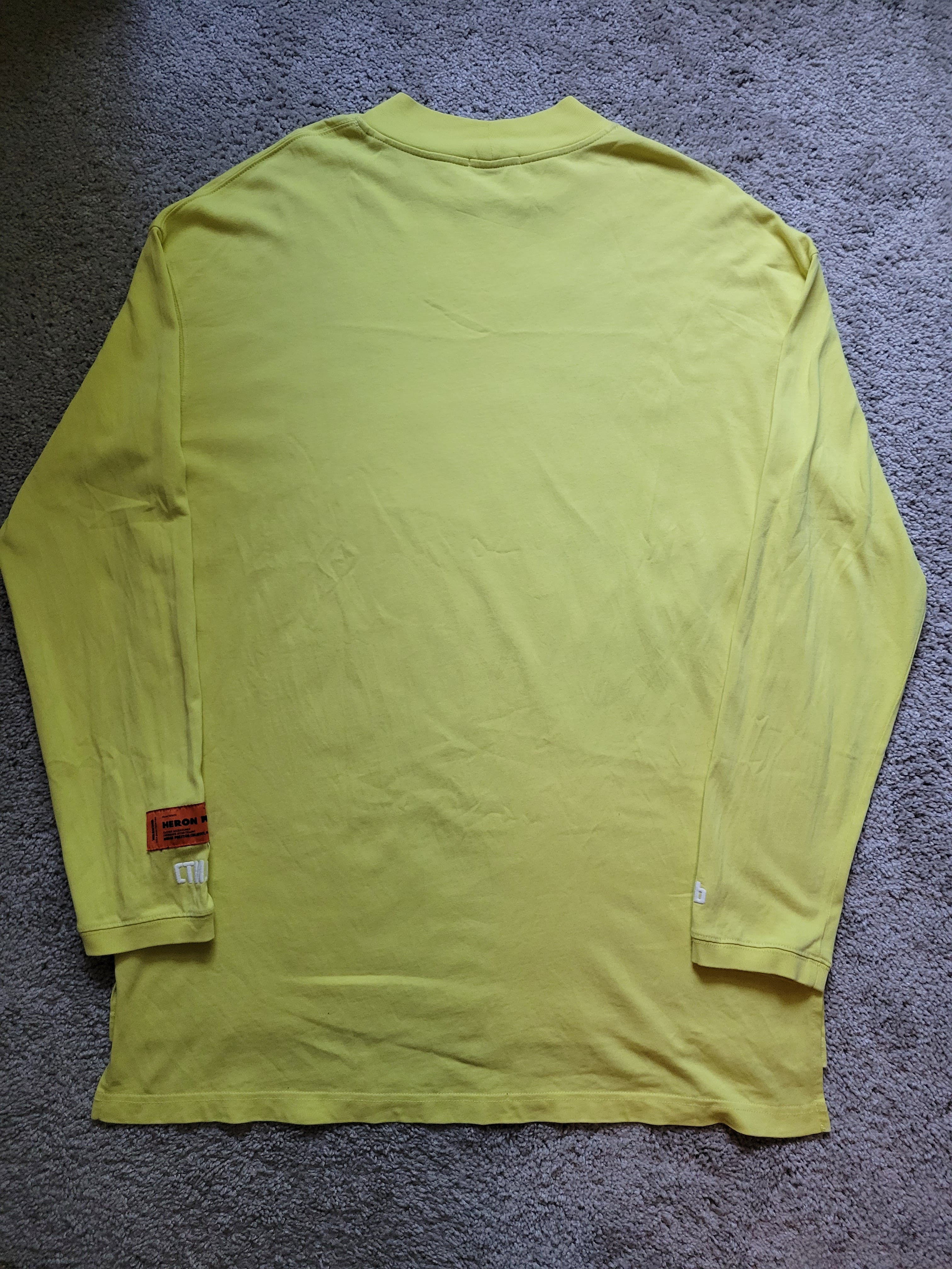 Heron Preston Style Neon Yellow Mock Neck Long Sleeve Shirt - 2