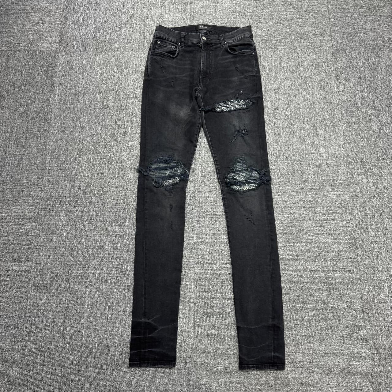 Amiri Black Cashew Flower Patchwork Denim Jeans - 1