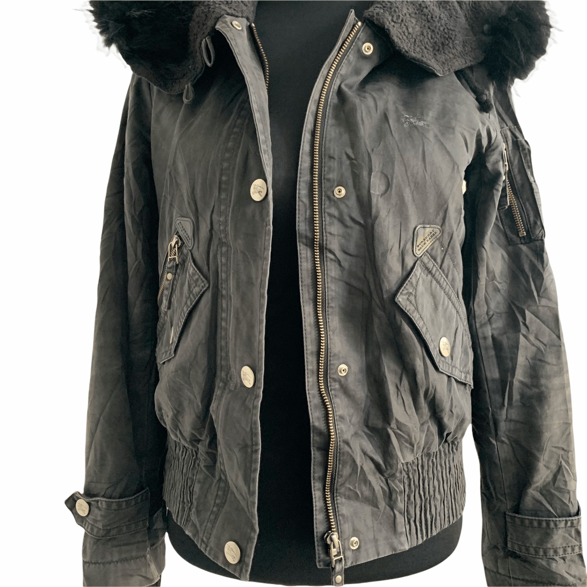 Burberry Blue Label Fur Hoodie Crop Jacket #3298-42 - 7