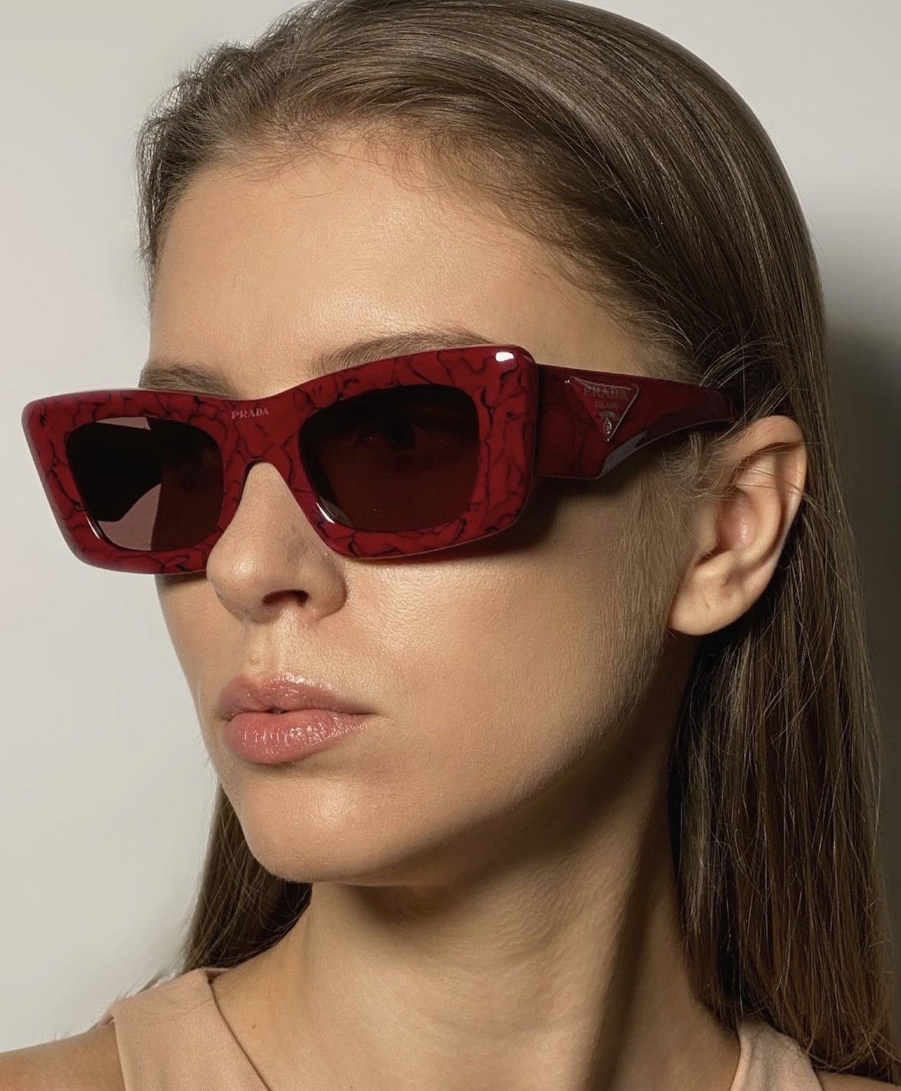 NEW PRADA PR13ZS 15D08S CAT EYE SUNGLASSES PR13ZSF RED - 2