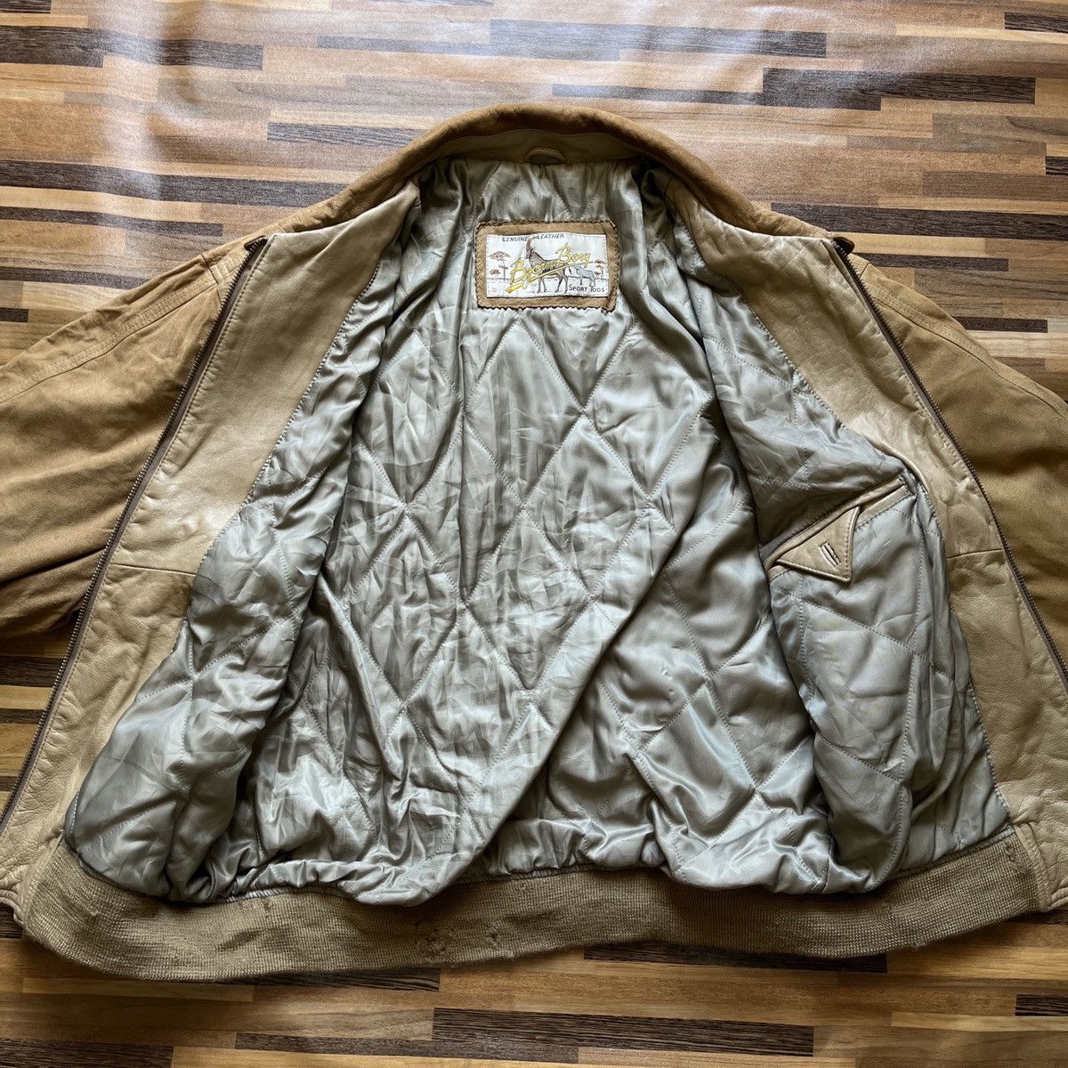 Bjorn Borg Rare Genuine Leather Ripped Jacket Vintage 80s - 10