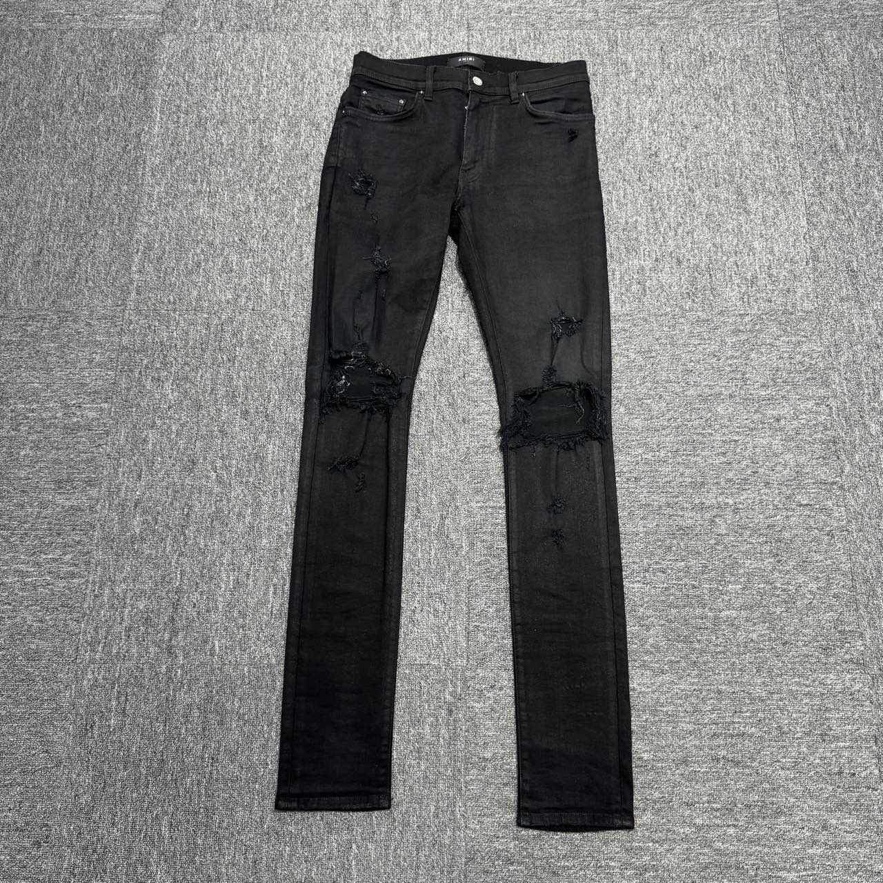 Amiri Black Large Distressed Denim Jeans - 1