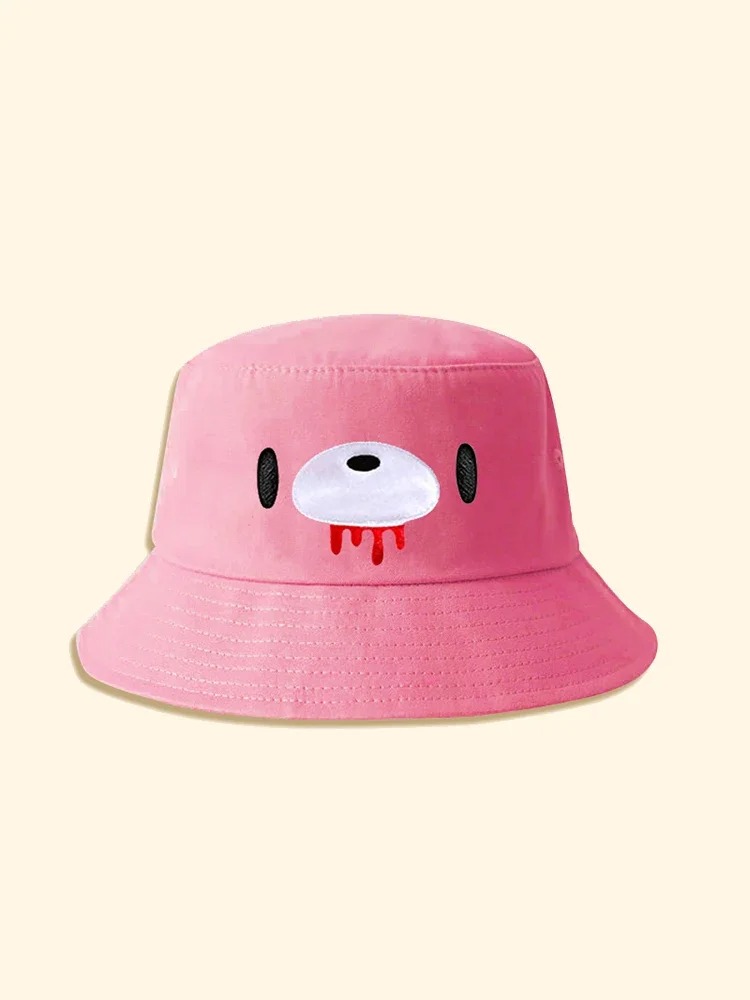 Japanese Cartoon Cute Y2K Anime Gloomy Bear Print Fisherman Panama Hat Pink Bonnet Cap Beanie - 2