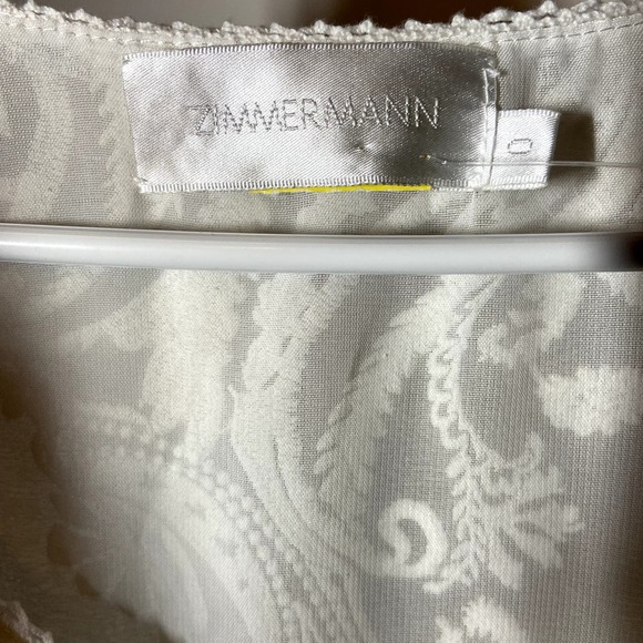 ZIMMERMANN 100% Silk Blouse Floral Lace Sleeveless Tank Ivory White 0 - 3