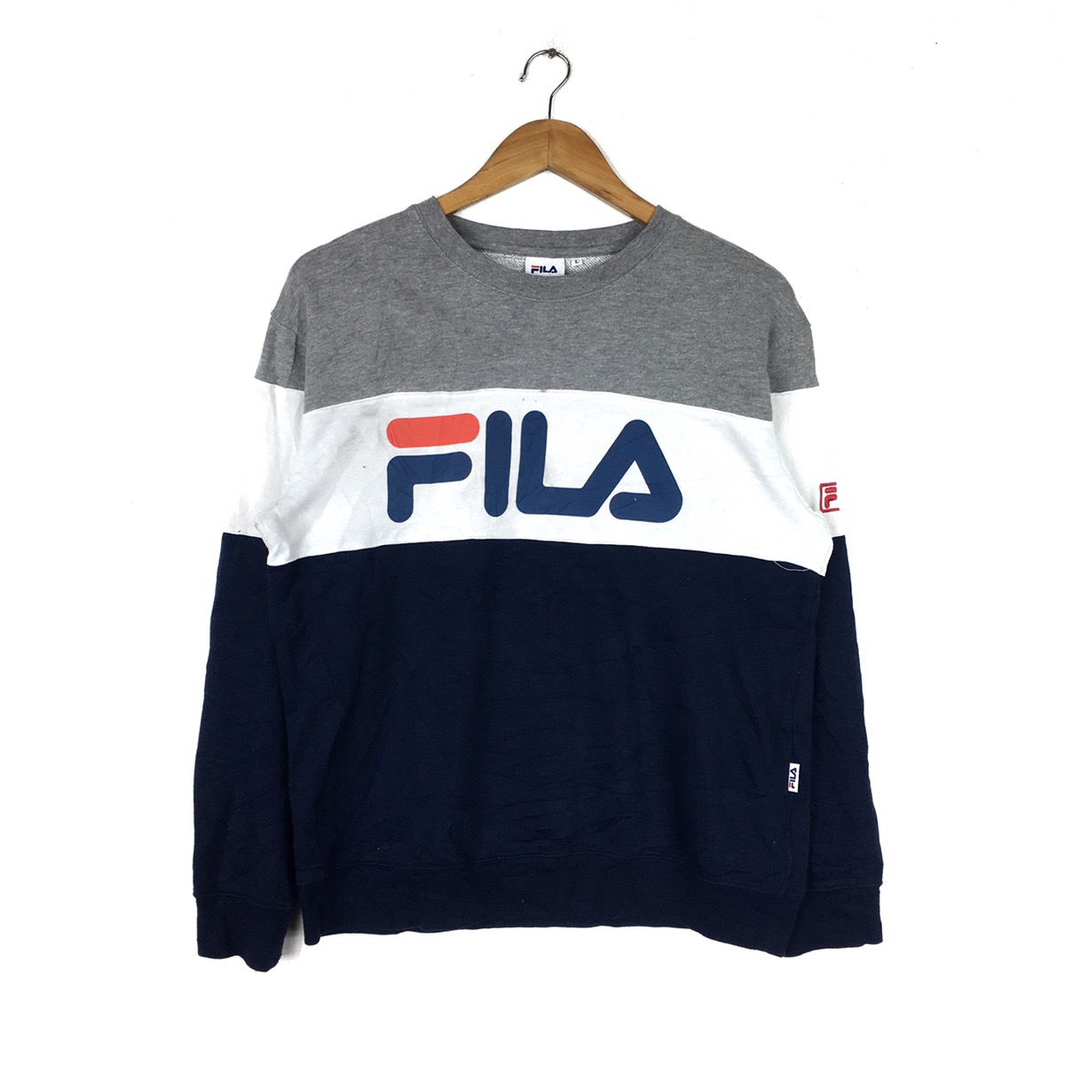 Vintage FILA ITALIA Big Logo Navy Blue Crewneck Sweater Sweatshirt Pullover Jumper Bjorn Borg Tennis Gym outlet Running Sport Logo