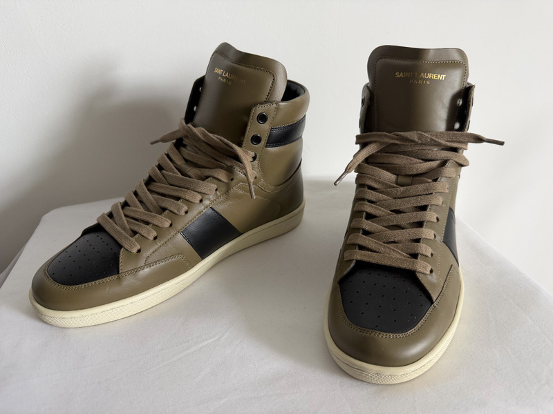 Saint Laurent Paris SL10H Black Olive Green high top Sneakers - 1