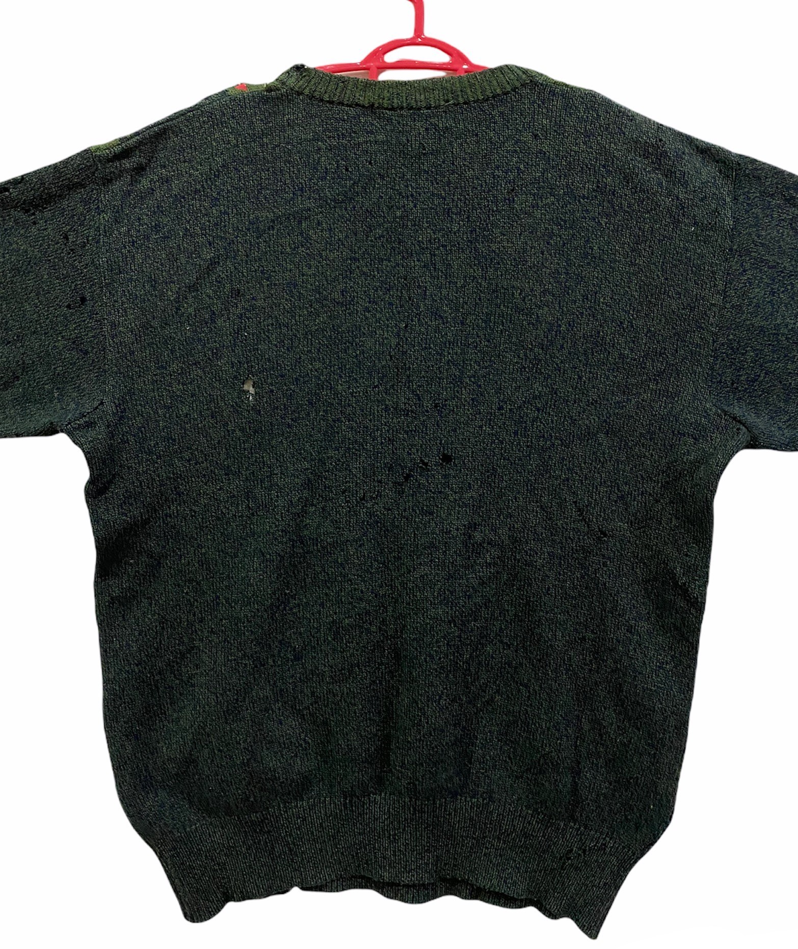 Coloured Cable Knit Sweater - Lecent Cashmere Ripped Sweater Grunge Style Made in Japan - 13