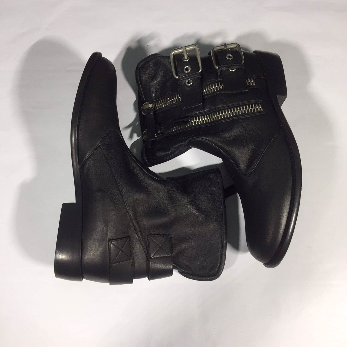 Homme Leather Belted Zip Up Boots - 5