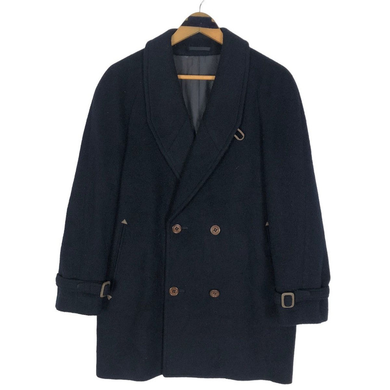 Lanvin Paris Double Breasted Shawl Collar Wool Peacoat - 1