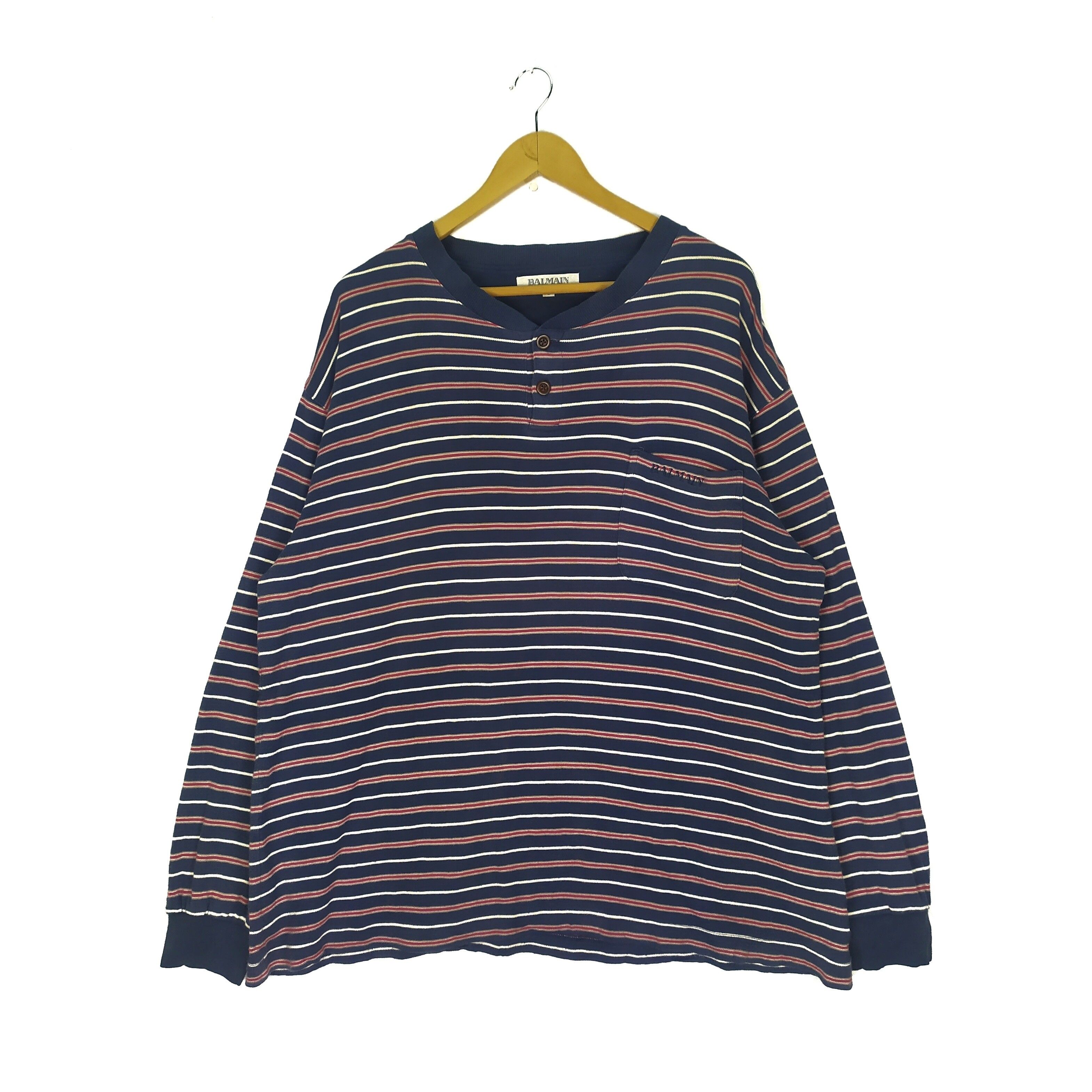 Balmain Embroidered Logo Stripe Jumper Pullover Sweatshirt - 1