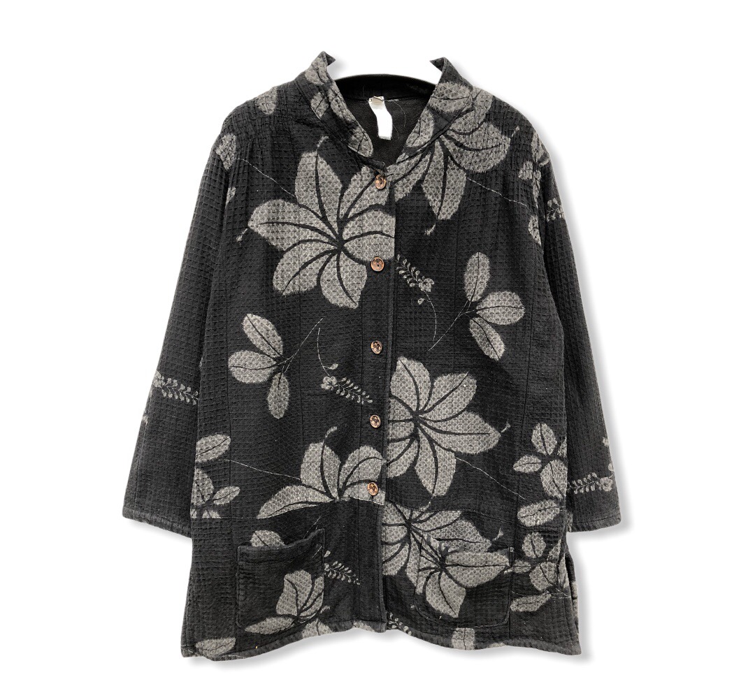 Japanese Brand - Japanese Traditional Overprint Flower Japanese Fabric Jacket - 1