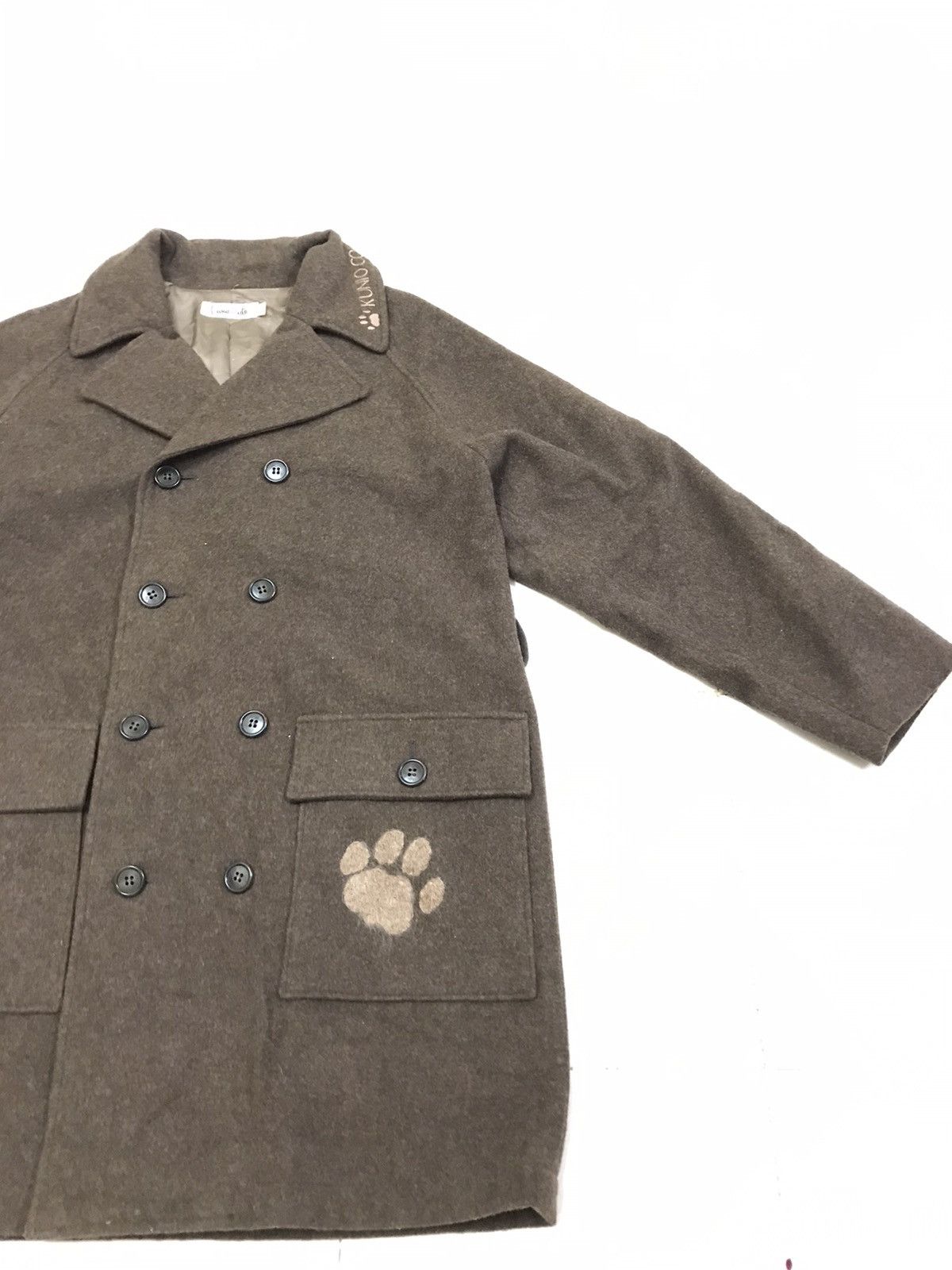 Designer - Kunio Sato Double Breast Dog Paw Embroidery Wool Coat - 4