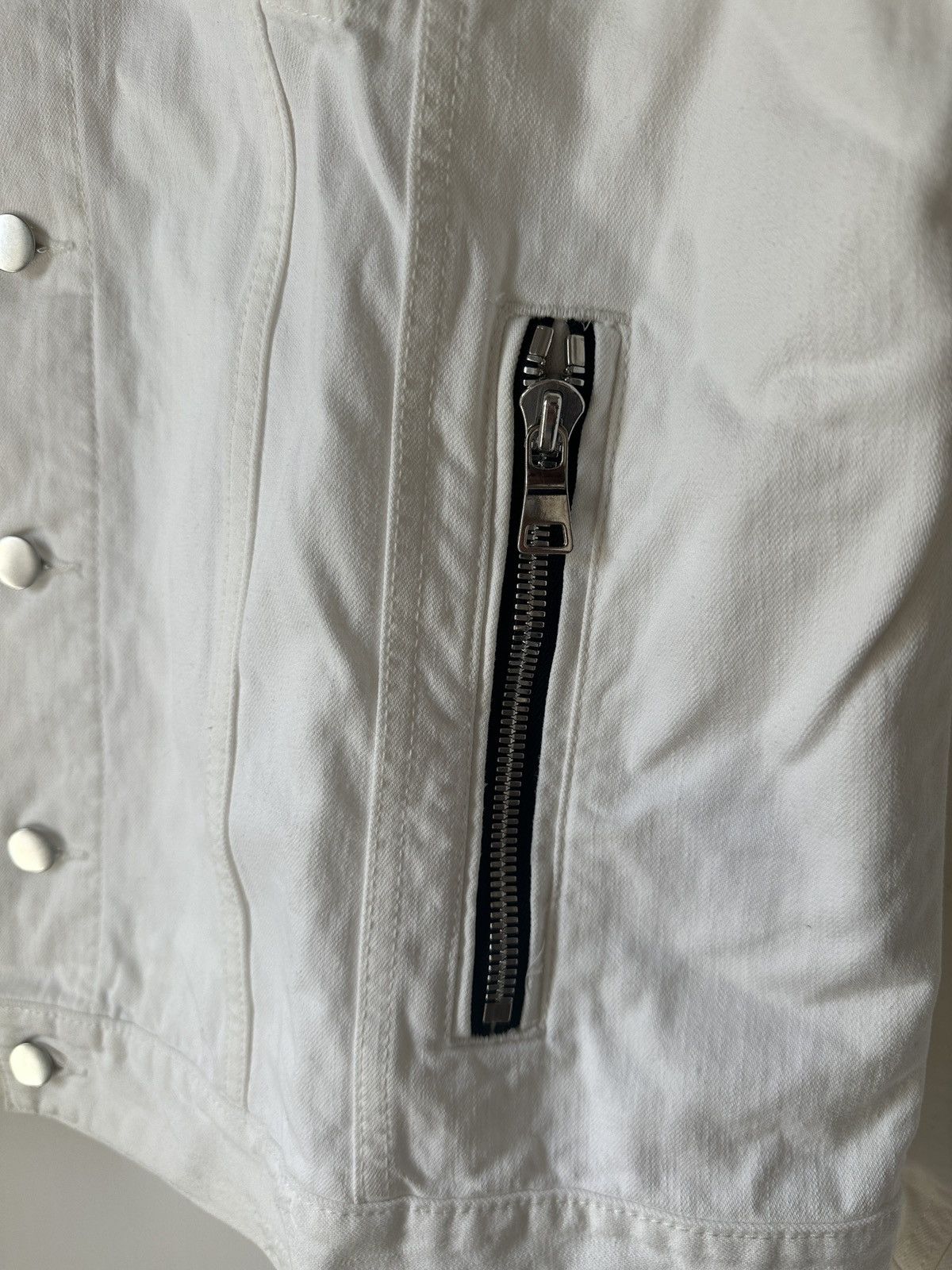 Balmain White Distressed Denim Jacket - 2
