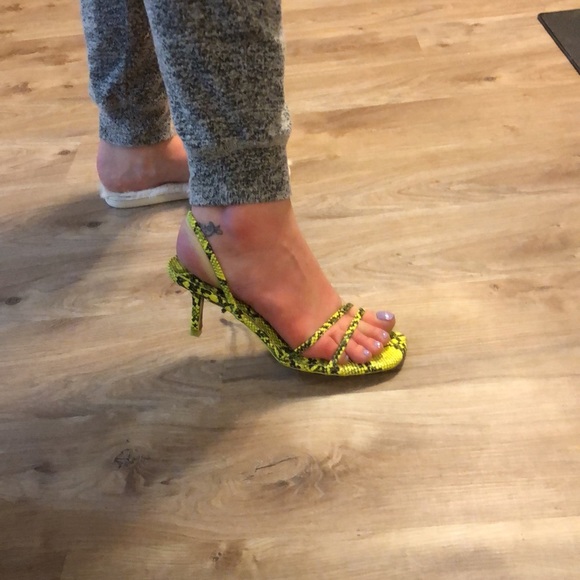 Zara Neon Snake Skin Reptile Kitten Minimalistic Heels - 8