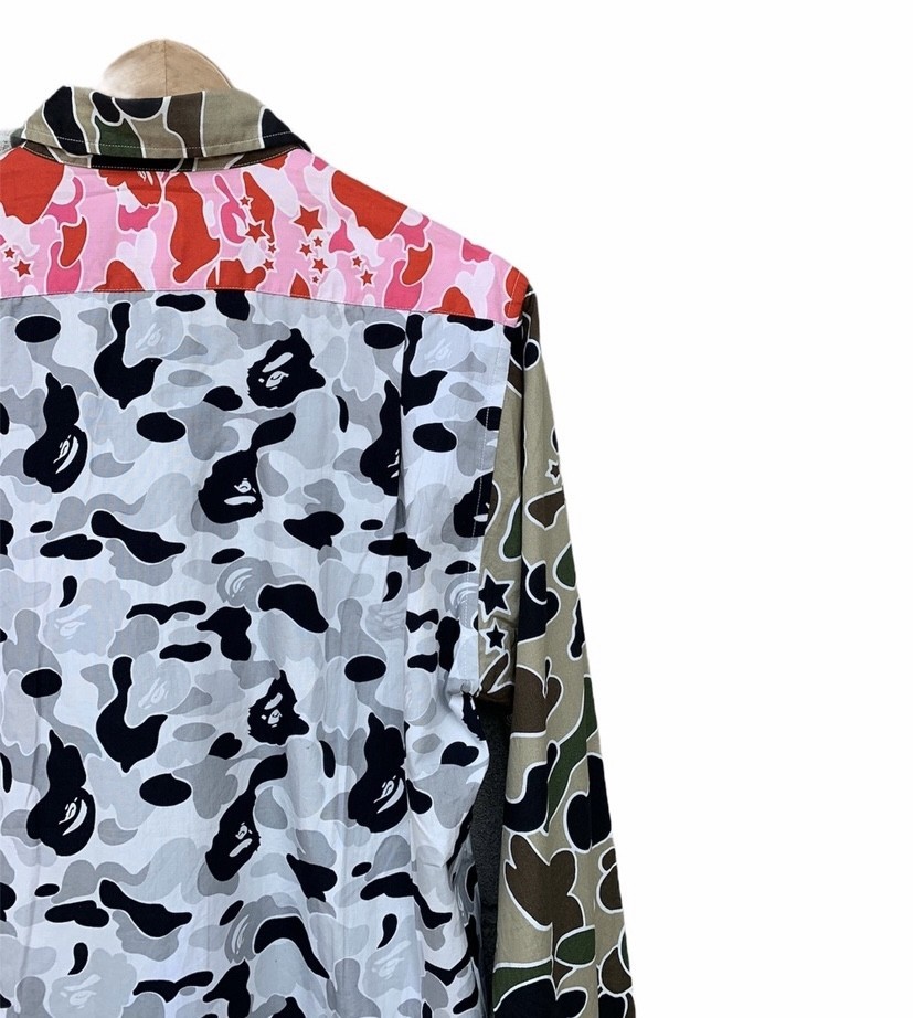 2000 Bape Crazy Camo Long Sleeve Button Shirt - 8