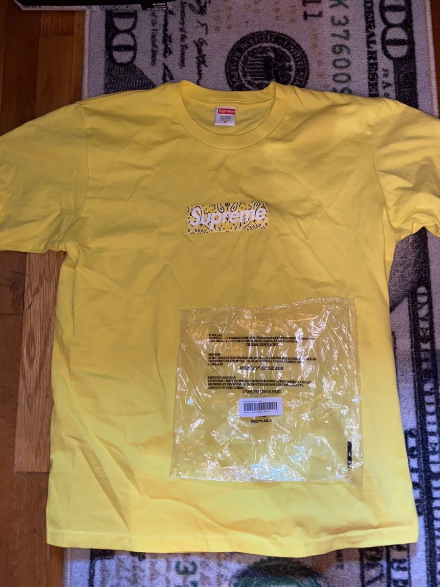 Supreme Bandana Box Logo Tee Paisley Yellow supreme | stainbandz ...