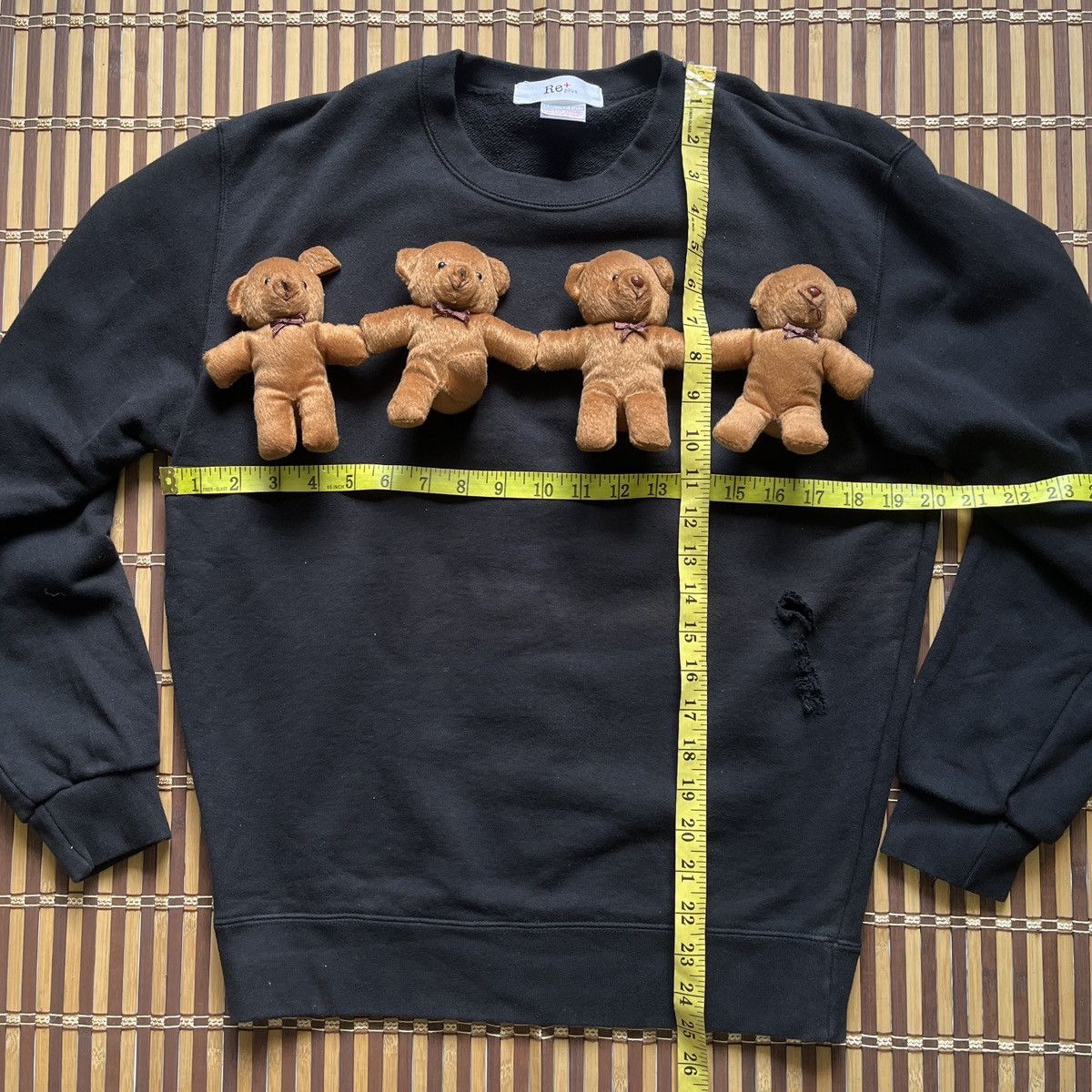 Designer - Rare Mini Teddy Bear Distressed Black Crewneck Sweater - 15