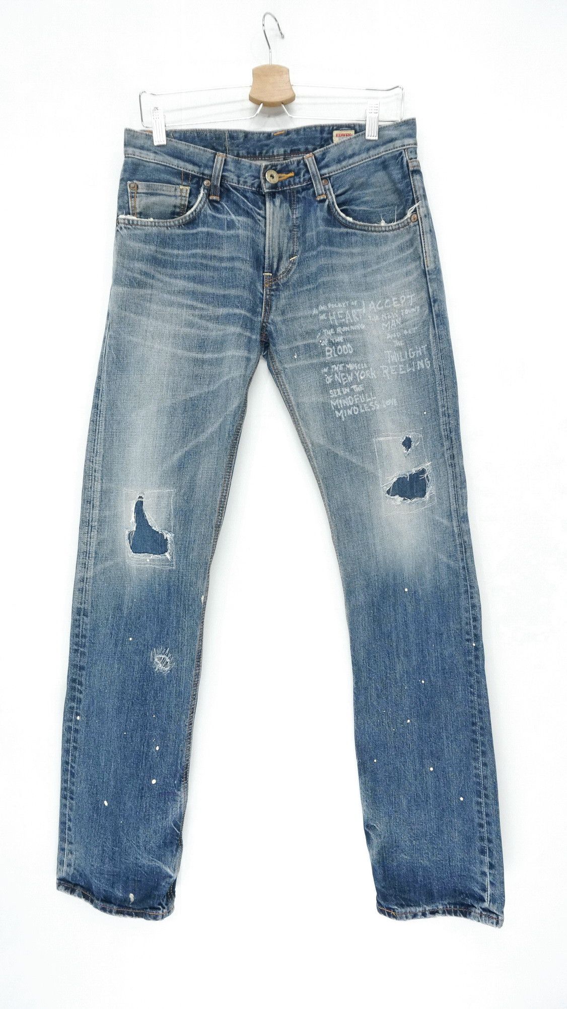 Rare! EDWIN 'Midnight Blues' Reworked Distressed Slim Jeans - 3