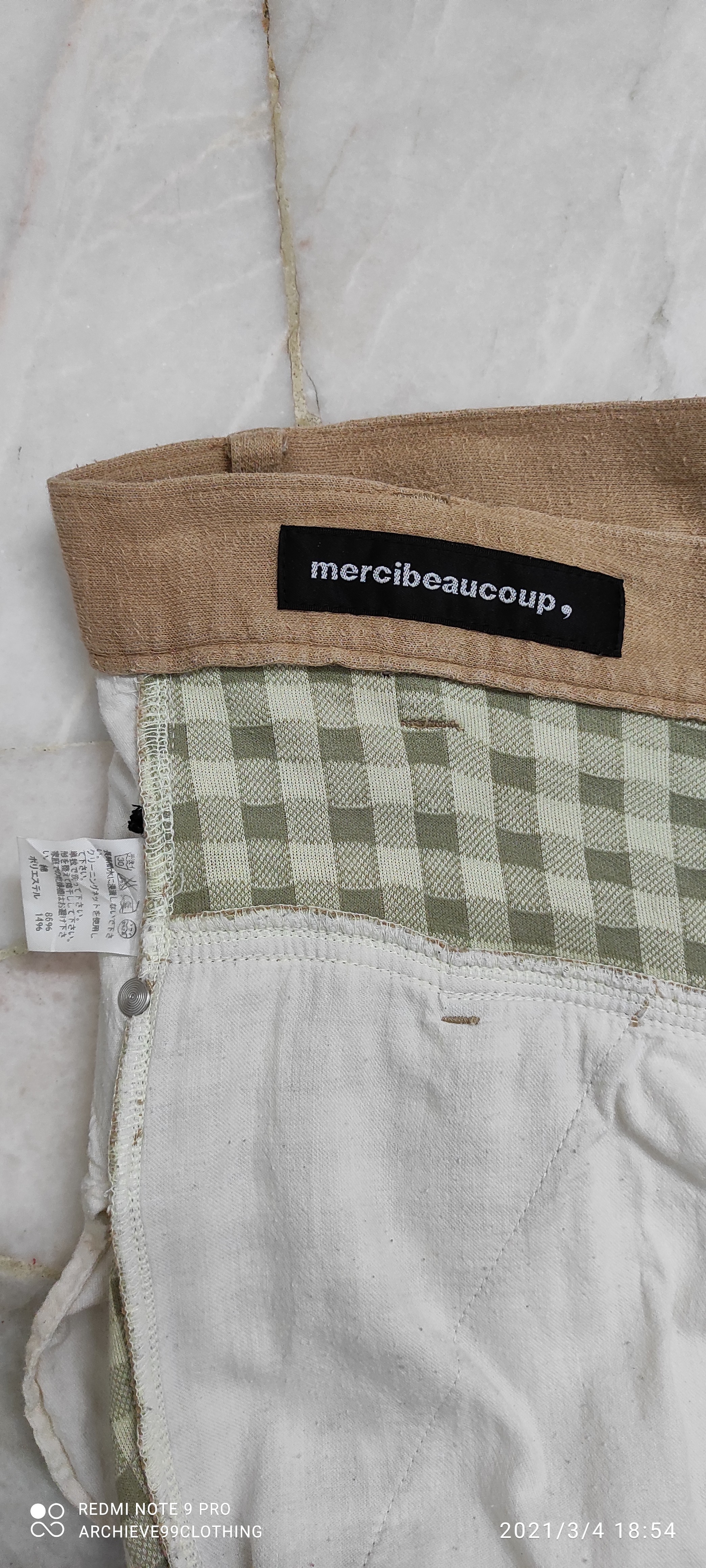 Mercibeaucoup - Mercibeaucoup drop crotch beige/ tan leather patches pants - 4