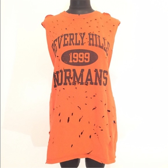 Beverly Hills High School 90210 Shredded Vintage Reworked T-Shirt Tank Top - 3