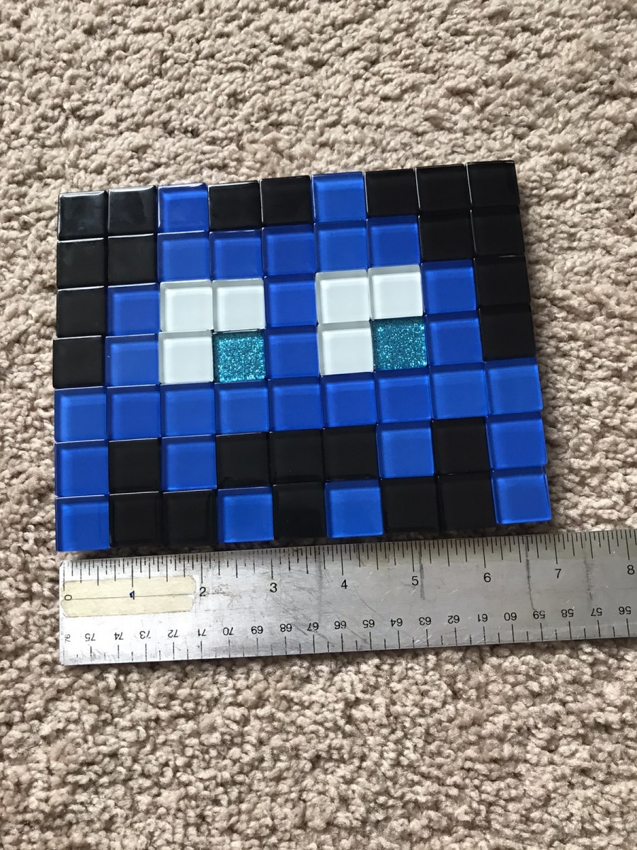 Art - Space invader glass mosaic art set blue & red - 7