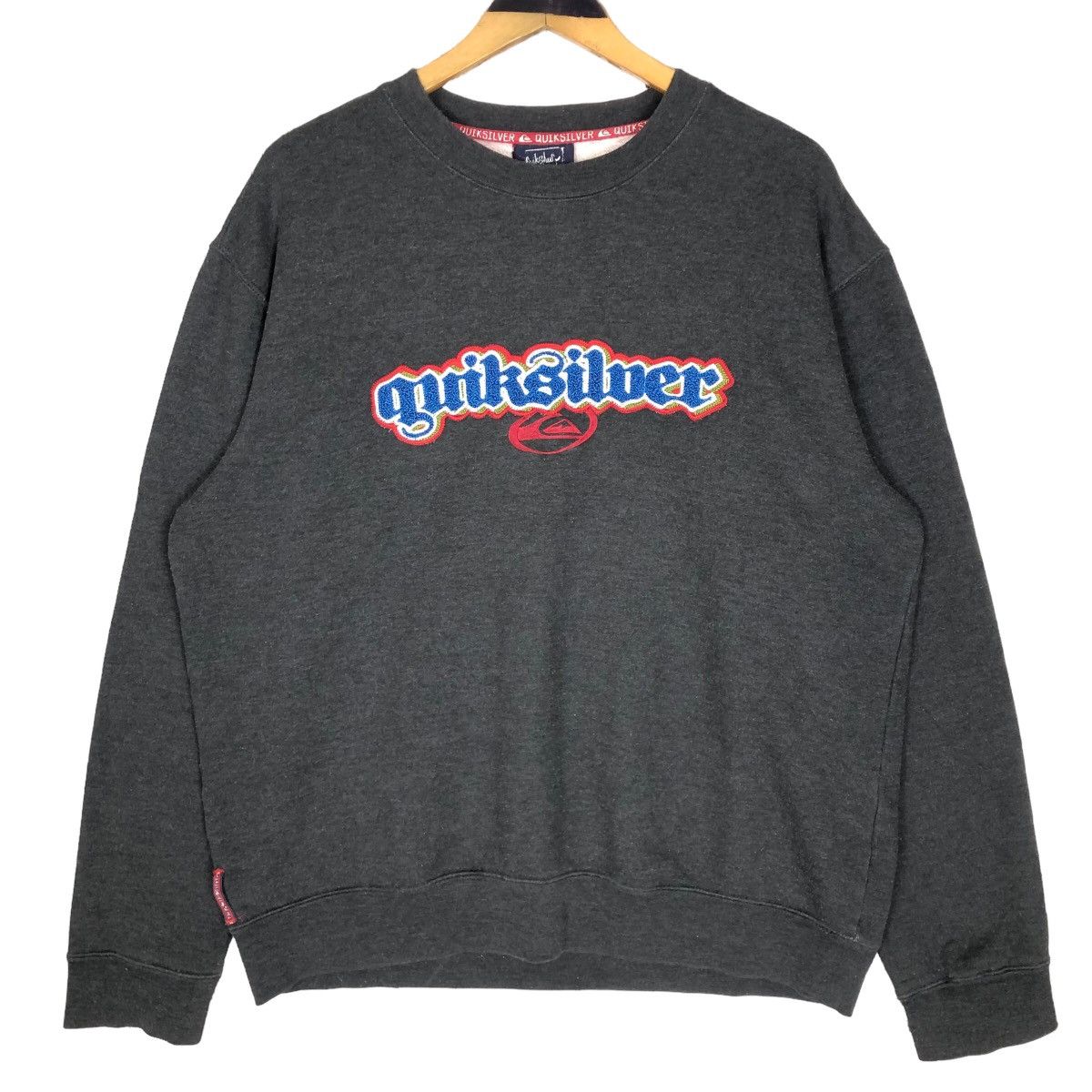 Vintage Quiksilver Crewneck Sweatshirt Big Logo Embroidery - 1